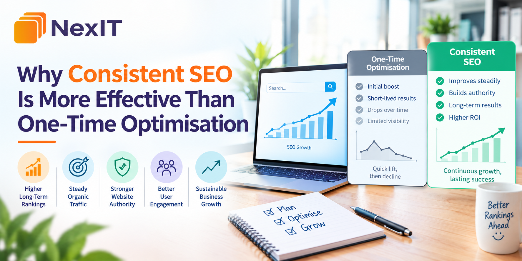 NexIT Consistent SEO Growth Infographic Consistent SEO and ongoing website optimisation