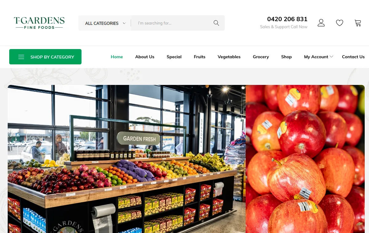 T-Gardens Fine Foods website