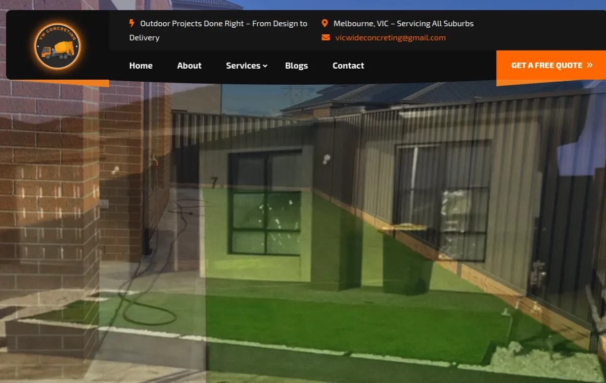 VW Concreting website